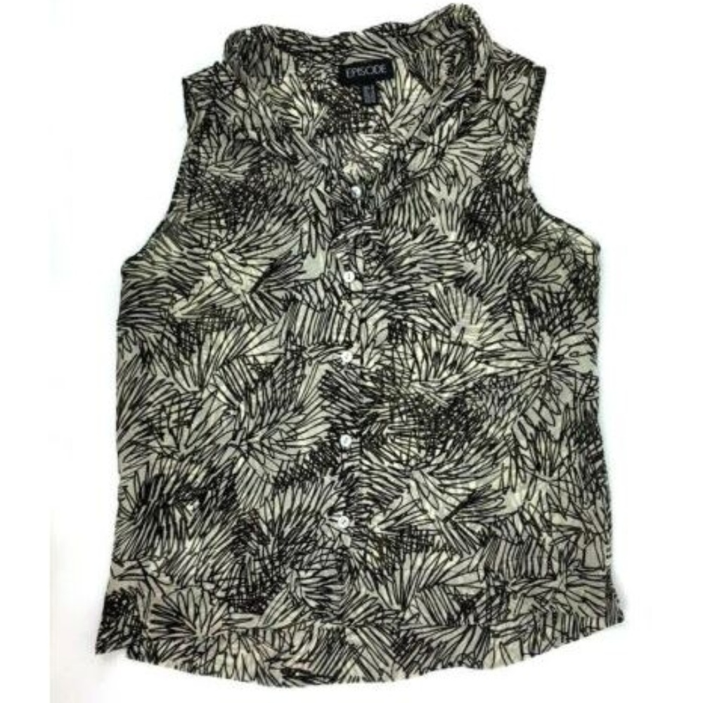 Episode Silk Blouse Top Size 10 Sleeveless Button
